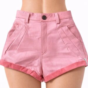 NWT ONE TEASPOON Pink Leather Street Walker High Waist Shorts SIZE 23